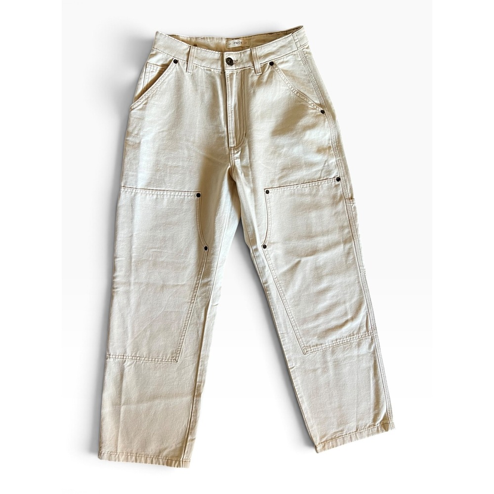 P&Co Women Albion Double Knee Workwear Carpenter Pants Size 10 Cotton Canvas